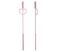 Straw Cleaner Brush, 2Pcs Reusable Silicone Straw Cleaning Tool for Stanley Straws, Non-Slip Straw Cleaner Brush Heart-Shaped Square Heat-Resistant 6mm 9mm, Pink
