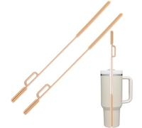 Straw Cleaner Brush, 2Pcs Silicone Reusable Straw Brush for Stanley Cup Accessories, Glass, Metal Straws, Water Bottle Cleaner Brush, Cleaning Tool for Stanley 10mm Straw, 9mm+9mm(Beige) Kaempe