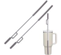 Straw Cleaner Brush, 2Pcs Silicone Reusable Straw Brush for Stanley Cup Accessories, Glass, Metal Straws, Water Bottle Cleaner Brush, Cleaning Tool for Stanley 10mm Straw, 9mm+9mm(Blue) Kaempe
