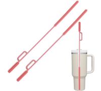 Straw Cleaner Brush, 2Pcs Silicone Reusable Straw Brush for Stanley Cup Accessories, Glass, Metal Straws, Water Bottle Cleaner Brush, Cleaning Tool for Stanley 10mm Straw, 9mm+9mm(Pink) Kaempe