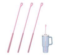 Straw Cleaner Brush, 3 Pcs Set of 9.5-Inch Extra-Long Straw Cleaner for Stanley, Pink Straws Brushs Cleaner, Suitable for Metal, Glass, Plastic and Flexible Tubes, Compatible with Stanley (Pink)
