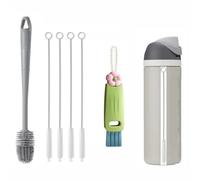 Straw Cleaner Brush Fit for Owala FreeSip 24oz/32oz/40oz, Silicone Long Handle Bottle Brush Compatible with Owala Water Bottle,Plus 3 in 1 Cup Lid Cleaning Brush