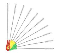 Straw Cleaner Brush Set, 10-Pack Stainless Steel & Nylon Straw Cleaning Brushes for Reusable Straws, Test Tubes, Bottles, and Narrow Necks - Multi-Color with Hanging Holes