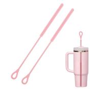 Straw Cleaning Brush, 2PCS Silicone Straw Cleaner Brush Set with 6mm & 9mm Heads, Extra Long 9.84in Bendable Brush for Metal, Glass, Smoothie Straws & Straw Cups, Non-Slip Handle