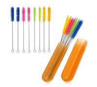 Straw Cleaning Brush, Pack of 8 Stainless Steel Drinking Stem Cleaner, Bottle Brush Thin, BPA-Free Milk Hose Brush, 20 cm Small Cleaning Brush Set for Fully Automatic Coffee Machine, Drinking Straws