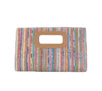 Straw Clutch Purses for Women Detachable Chain Top Handle