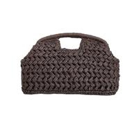 Straw Clutch Purses for Women Handmade Beach Cloud Dumpling Pouch Rattan Basket Purse for Beach Vacation (Coffee No Chain) (Coffee)