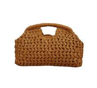 Straw Clutch Purses for Women Handmade Beach Cloud Dumpling Pouch Rattan Basket Purse for Beach Vacation (Yellow No Chain)