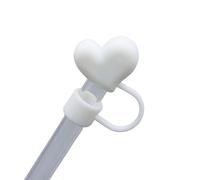 Straw Cover Cap for Stanley Cup, Heart-Shaped Straw Topper for Stanley Cup, 2025 Cute Love Straw Cover for Stanley Cup Decorations, Gifts for Mother's Day (White)