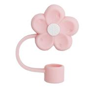 Straw Cover for Stanley Cup Cute Straw Topper for Stanley Cup Accessories Silicone Flower Straw Covers Caps Toppers Dust-Proof Reusable Straw Cover Cap (Pink)