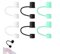 Straw Covers Toppers - ShiningUU 6pcs 10mm Silicone Straw Lids Covers for Stanley Cup Accessories | Dust-Proof and Leak-Proof Reusable | Reusable Straws Cover Tips (Black/White/Green)