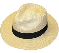 STRAW CRUSHABLE FOLDABLE SUMMER PANAMA FEDORA TRILBY HAT WITH BAND (57)