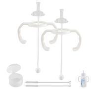 Straw Cup Conversion Kit for Dr Browns Narrow and Narrow Glass Baby Bottles, Spill-Proof Transition Kit with Silicone Straw Nipple, Weighted Straw, Handle, 2 Pack, 6m+