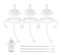 Straw Cup Soft Conversion Kit for Philips Avent Natural Baby Bottle, Toddler Transition Kit with Silicone Straw Top Nipple, Weighted Straw, Bottle Handle, Cleaning Brush, Spill-Proof, BPA-Free, 3-Pack