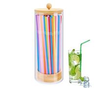 Straw Dispenser | Restaurant Home Drinking Straw Storage | Counter Dispenser Holder with Lid for Classroom Kitchen Dining Halls Coffee Shop Store