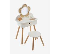 Straw Dressing Table + Accessories, in Certified Wood white
