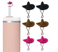 Straw Dust Plug - Hat Shape Reusable Straw Dust Lid | Colorful Bottle Supplies, Leak-Proof Protective Plug for Daily Use, Road Trip