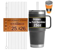 Straw for Yeti 25 26 OZ Cup, Replacement Straws for Yeti 25OZ 26OZ Straw Mug, Rambler Tumbler Cups Accessories, Long Reusable Drinking for Smoothies,Tritan Plastic, Food Safe, BPA Free,Clear, 6-Pack