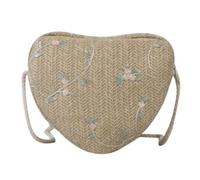 Straw Handbags Heart Shape Straw Handbag Women's Bohemian Braided Crossbody Bag Straw Bags For Women(Khaki)