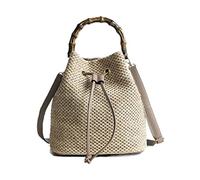 Straw Handbags Straw Woven Handbags Women Bucket Bag Beach Crossbody Shoulder Bags Straw Bags For Women(Beige)