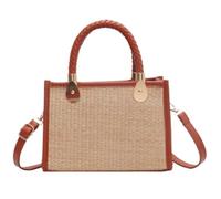 Straw Handbags Women's Handwoven Rattan Bag 2024 Bohemian Straw Handbag Summer Straw Bags For Women(Khaki)