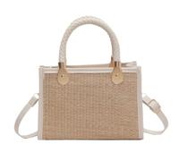 Straw Handbags Women's Handwoven Rattan Bag 2024 Bohemian Straw Handbag Summer Straw Bags For Women(White)