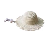 Straw Hat - 14cm Small Kitten Sunscreen | Lightweight Breathable Hat with Adjustable Strap | Summer Outdoor Beach Hats for Puppies | Accessory for Dis