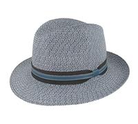 Straw Hat Bogart Hat Summer Hat Sun Hat Made of 100% Paper Crushable Hat Especially Light Flexible Skin-friendly Comfortable, Blue mel. - Faux leather strap, L