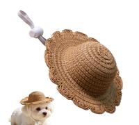 Straw Hat for Animals, Adjustable Feline Head Cover | Outdoor Hat for Kittens, Pet Owners, Animal Lovers, Beach Walks, Hiking, Gardening,
