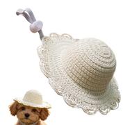 Straw Hat for Small Pet Adjustable Kitten Headwear