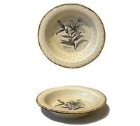 Straw Hat Plate Floral Deep Pasta Western Dinner Vegetable Salad Dessert Ceramic Household Snack Breakfast Bowl Bird's Nest Fruit Ice Cream Soup (Lily,8.5 inches)