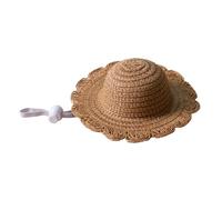 Straw Hat - Sun Protector Small 14cm | Lightweight and Breathable Sombrero with Adjustable Strap | Summer Outdoor Beach Headwear for Puppy | Costume Accessory for Pets