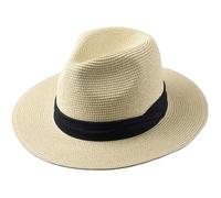 Straw Hat Women Male Foldable Big Head Summer Outdoors Cowboy(Beige,52cm54.5cm)