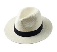 Straw Hat Women Male Foldable Big Head Summer Outdoors Cowboy(White,52cm54.5cm)
