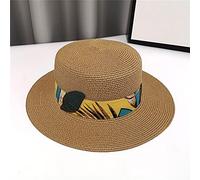 Straw Hats Female Beach Flat Top Summer Wild Woven Fisherman Hat Flat Brim Top Hat Sunscreen Sun Hat