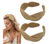 Straw Headbands for Women, 2pcs Boho Beach Headband, nti-Slip Braided Wide Head Band for Girls Women