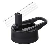 Straw Lid Compatible for Wide Mouth Water Bottle Flip Straw Replacement Lids Durable BPA Free Easy to Clean Handle for 12 18 32 40 64 oz Wide Mouth (black)