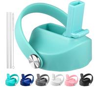 Straw Lid Compatible with 12 16 18 32 40 oz Wide Mouth Hydro Flask, Lids with Straw for Water Bottle Accessories, Replacement Straw Cap with Flex Handle for Hydroflask, Mint