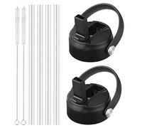 Straw Lid for Hydro Flask Wide Mouth, Straw Lids with Flexible Handle and Straws, Replacement Sports Straw Cap for Hydroflask Straw Lids Wide Mouth Top(2 Pack)