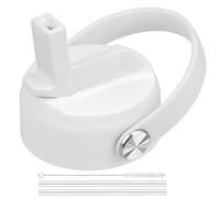 Straw Lid for Hydro Flask Wide Mouth Water Bottles, Top Lids with Straw Compatible with Hydro Flask 32 40 oz, Replacement Cap Wide Mouth Straws Flip Lid Flex Handle (White)