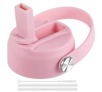 Straw Lid for Hydro Flask Wide Mouth Water Bottles, Top Lids with Straw Compatible with Hydro Flask 32 40 oz, Replacement Cap Wide Mouth Straws Flip Lid Flex Handle (Light Pink)
