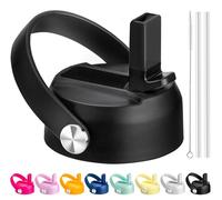 Straw Lid for Hydroflask, Lids with Straw for Hydroflask 12 16 18 20 32 40 64oz Wide Mouth Water Bottles, Replacement Cap for Hydro Flask (Black)