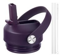 Straw Lid for Yeti Rambler 18 26 36 46 64 oz, Lid with Straws and Flexible Handle, Replacement Cap for Yeti 18oz 26oz 36oz 64oz Rambler Water Bottle Straw Cap, Nordic Purple