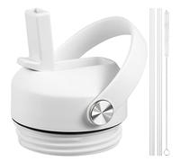Straw lid for Yeti Rambler 18 26 36 64 oz, Lid with Straws and Flexible Handle, Replacement Cap for Yeti 18oz 26oz 36oz 64oz Rambler Water Bottle Straw Cap, White