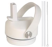 Straw lid for Yeti Rambler Water Bottle 18 26 36 64 oz, Replacement Cap Straw Cap for YETI Rambler Jr 12oz, 18 oz, 26 oz 36 oz 64 oz, Lid with Straw and Brush and Flexible Handle (White)
