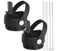 Straw lid for Yeti Rambler Water Bottle 18 26 36 64 oz, Replacement Cap Straw Cap forYETI Rambler Jr 12oz, 18 oz, 26 oz 36 oz 64 oz, Lid with Straw and Brush and Flexible Handle