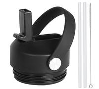 Straw Lid for Yeti Rambler Water Bottle 18" 26.4" 36.2" 64L Replacement Straw Cap for RTIC 18oz 26oz Lid with Straw and Brush and Flexible Handle, Black