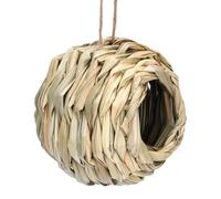 Straw Nest Box - 2 Hand Woven Reed Bird Nests | Aviary Shelter For Outdoor Garden Window | Parrot Hiding House & Parrot Perch Hiding House For Parakeet, Eco-friendly Ornamental House