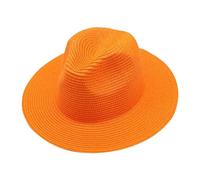 Straw Panama Hat for Big Heads, Large Summer Beach Sun Hats Wide Brim UV Protection Packable Holiday Hat for Men Women Travel Outdoor Holiday Orange One Size