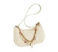 Straw Purses Casual Ergonomic Handbags Tote with Charm Chain